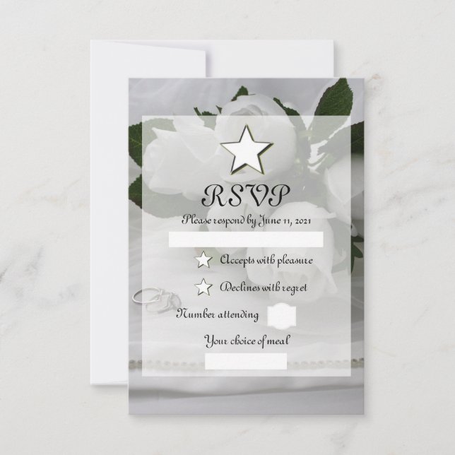 White roses RSVP card (Front)
