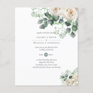 White Roses Sage Eucalyptus Lemon Yellow WEDDING Flyer