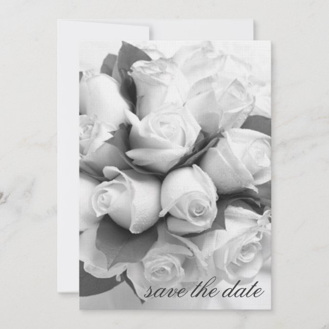 White Roses Save the Date Announcement (Front)