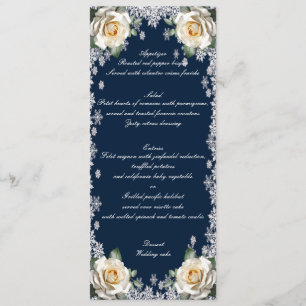 White Roses Snowflake Christmas Wedding Menu
