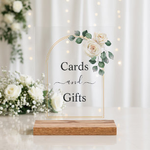 White roses Spring Floral Romantic Wedding Acrylic Sign