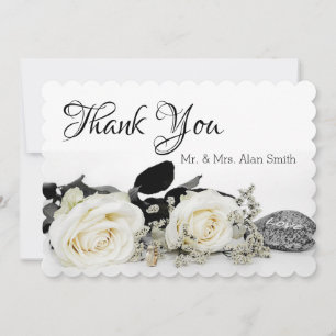 White Roses Thank You Card