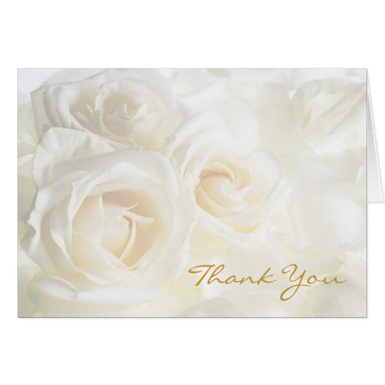 White Roses Thank You Wedding Card