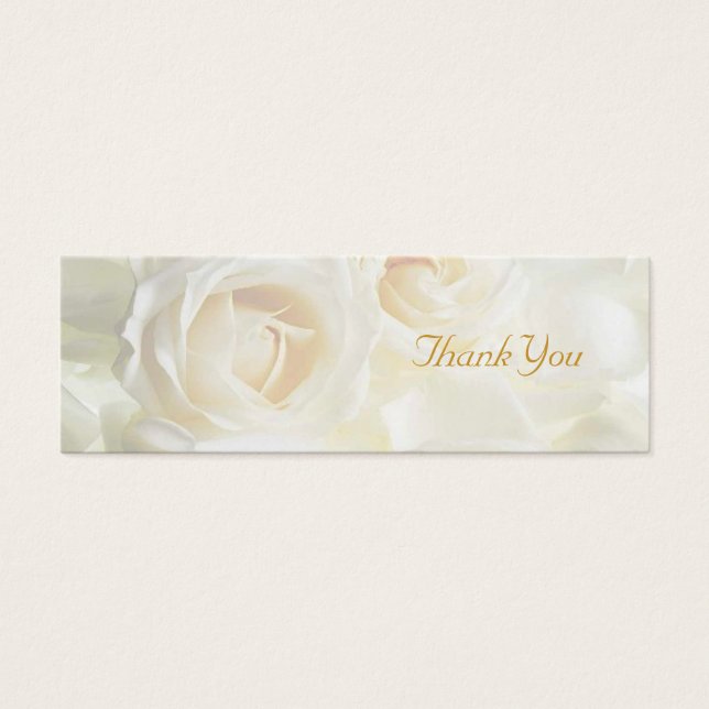 White Roses Thank You Wedding Favour Tag (Front)