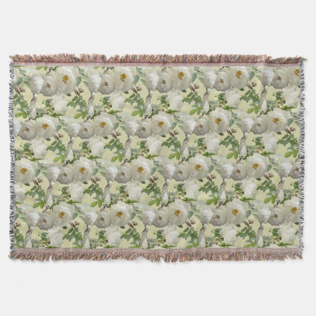 White Roses Throw Blanket (Front)