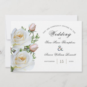 White Roses - Traditional Wedding Invitation