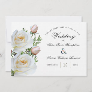 White Roses - Traditional    Wedding Invitation