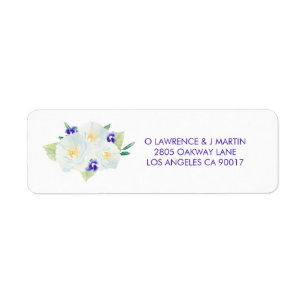 White Roses & Violets Return Address Label