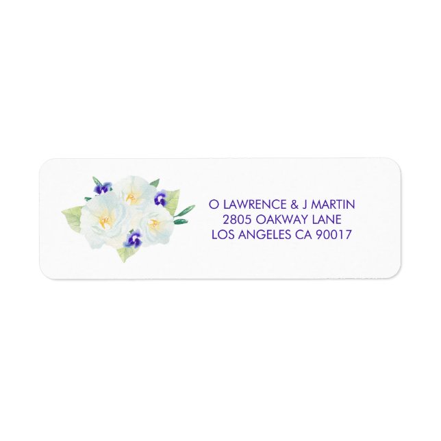 White Roses & Violets Return Address Label (Front)