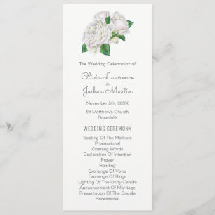 White Roses Watercolor Wedding Programs