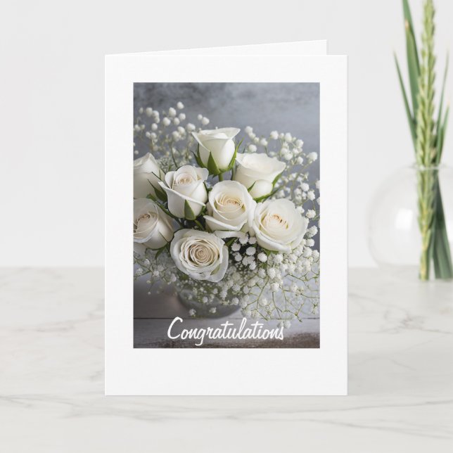 White Roses Wedding Card (Front)