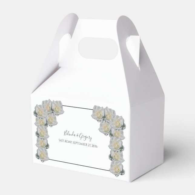 White Roses Wedding  Favour Box (Front Side)