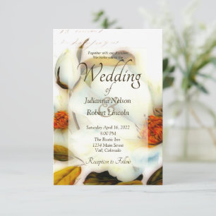 White roses wedding invitation