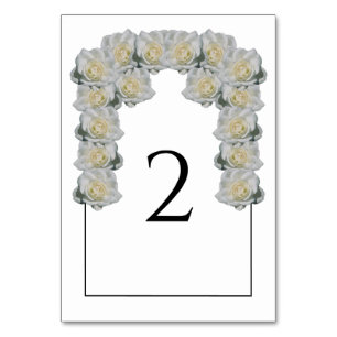 White Roses Wedding Table Number Card