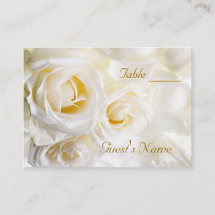 White Roses Wedding Table Numbers Place Card