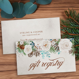 White Roses Winter Wedding Gift Registry Enclosure Card