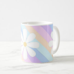 white roses with a colourful background coffee mug