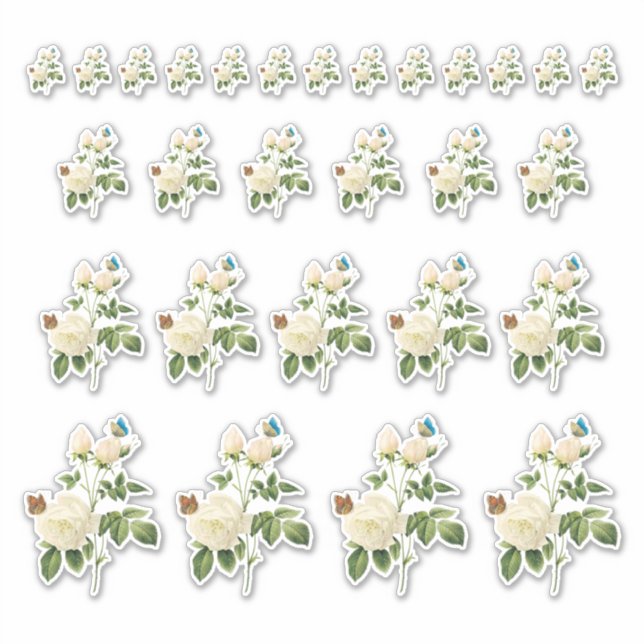 White Roses with Butterflies Stickers (Front)