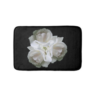 White Roses With Raindrops Bouquet        Bath Mat