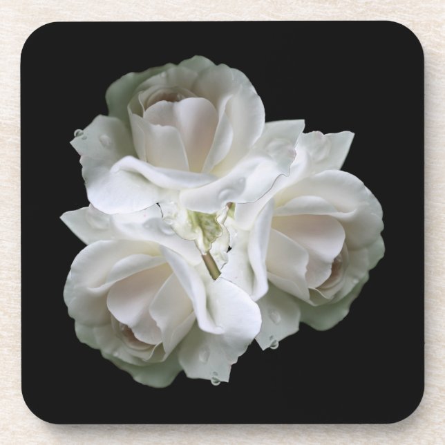 White Roses With Raindrops Bouquet       Coaster (Front)