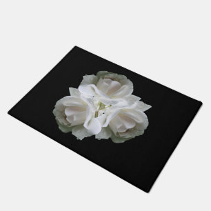 White Roses With Raindrops Bouquet Doormat