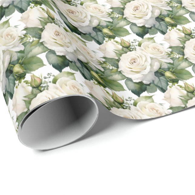 White Roses  Wrapping Paper (Roll Corner)