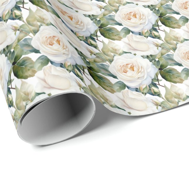 White Roses  Wrapping Paper (Roll Corner)