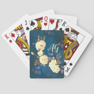 White Roses Wreath Gothic Background Playing Cards