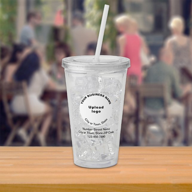 White Round Business Brand on Acrylic Tumbler (White round business brand on acrylic tumbler)