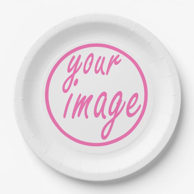 White Round Customisable Image Photo Template Paper Plate (Front)
