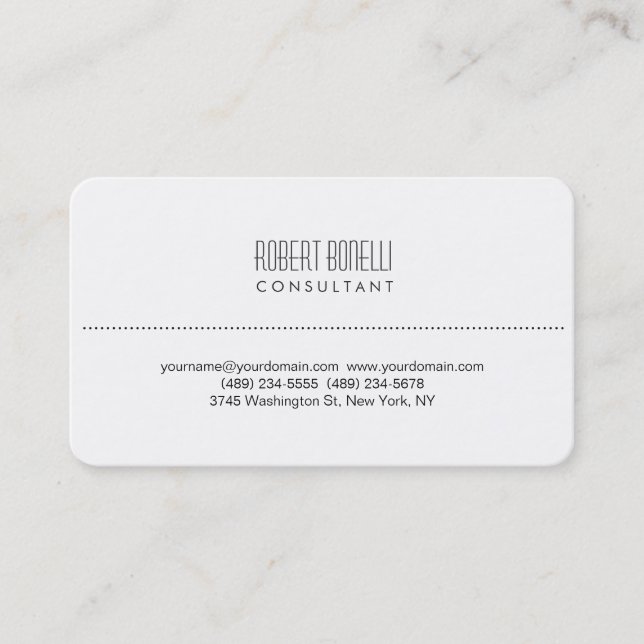 White Rounded Stylish Consultant Business Card (Front)