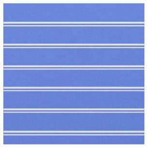 White & Royal Blue Coloured Lined Pattern Fabric