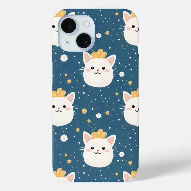 White Royal Cat Pattern Case-Mate iPhone Case (Back)