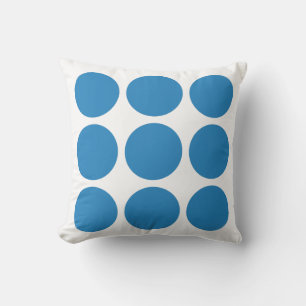 White & Royal Pastel Blue Abstract Circle Design Cushion