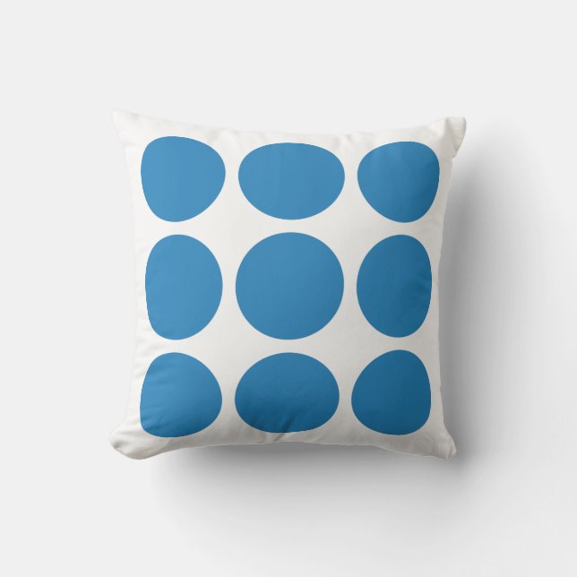 White & Royal Pastel Blue Abstract Circle Design Cushion (Front)