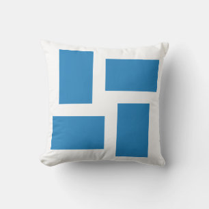 White & Royal Pastel Blue Abstract Design Cushion