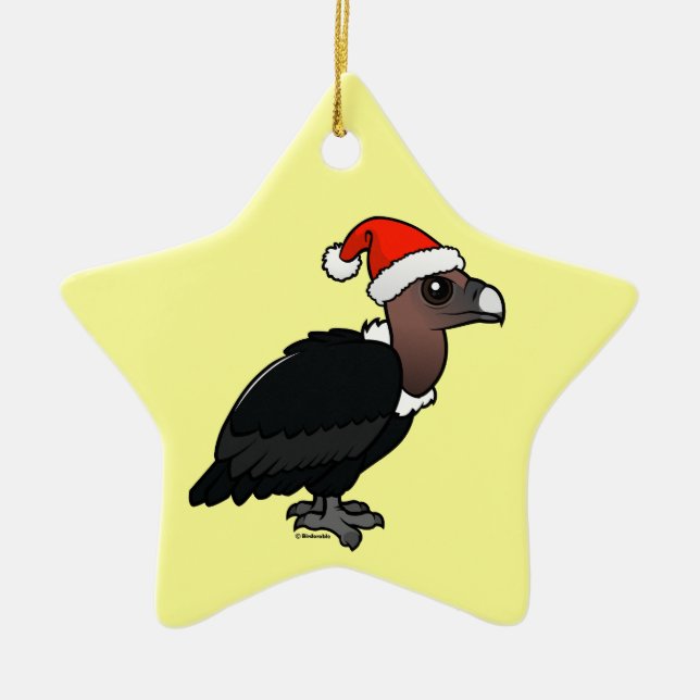 White-rumped Vulture Santa Ceramic Tree Decoration (Front)