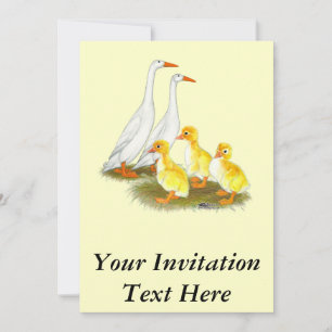 White Runner Duck Family Invitation