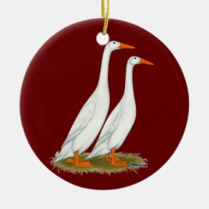 White Runner Ducks Ceramic Tree Decoration