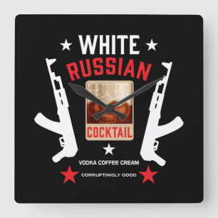 White Russian Cocktail Square Wall Clock