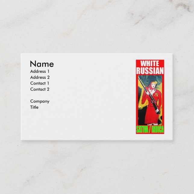 WHITE RUSSIAN SATIVA INDICA BUSINESS CARD (Front)