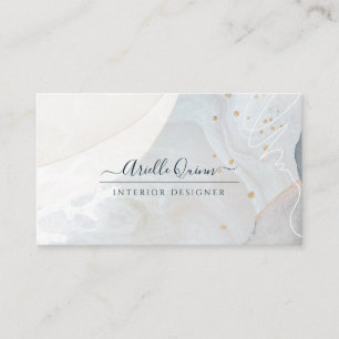 White Rust Blue Abstract Shapes Interior Designer Business Card