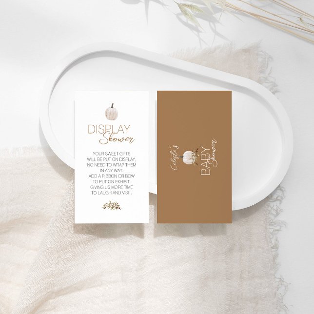 White Rustic Boho Pumpkin Baby Display Shower Enclosure Card (Creator Uploaded)