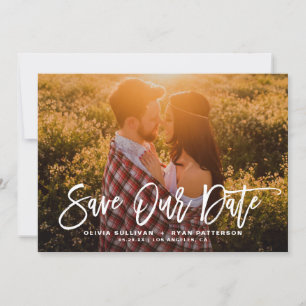 White Rustic Calligraphy Photo Save Our Date Save The Date