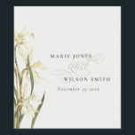 White Rustic Daffodil Floral Watercolor Wedding Wine Label<br><div class="desc">If you need any further customisation please feel free to message me on yellowfebstudio@gmail.com.</div>