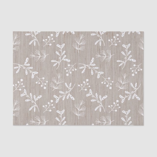 White Rustic Floral Christmas Tissue Paper (Front)