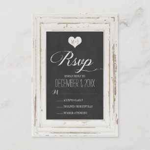 White Rustic Frame Chalk Wedding RSVP Card