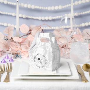 White Rustic Woodgrain Texture Chic Winter Wedding Favour Box