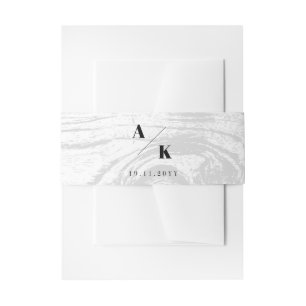White Rustic Woodgrain Texture Chic Winter Wedding Invitation Belly Band