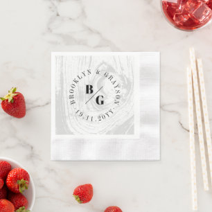 White Rustic Woodgrain Texture Chic Winter Wedding Napkin